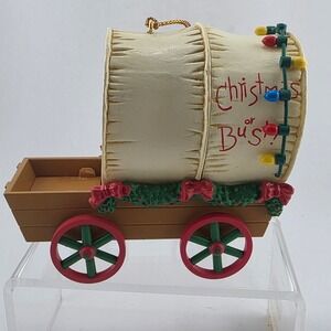 Vintage‎ 1992 Santa's Best Christmas Covered Wagon Ornament Figurine Holiday